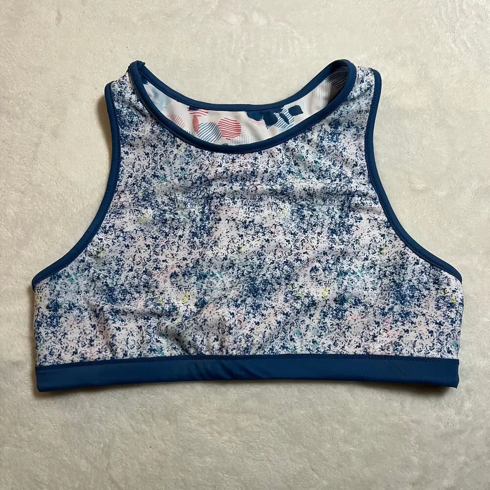 Eddie Bauer Girl's Racerback Bathing Suit Top Size L (14/16) Reversible Floral